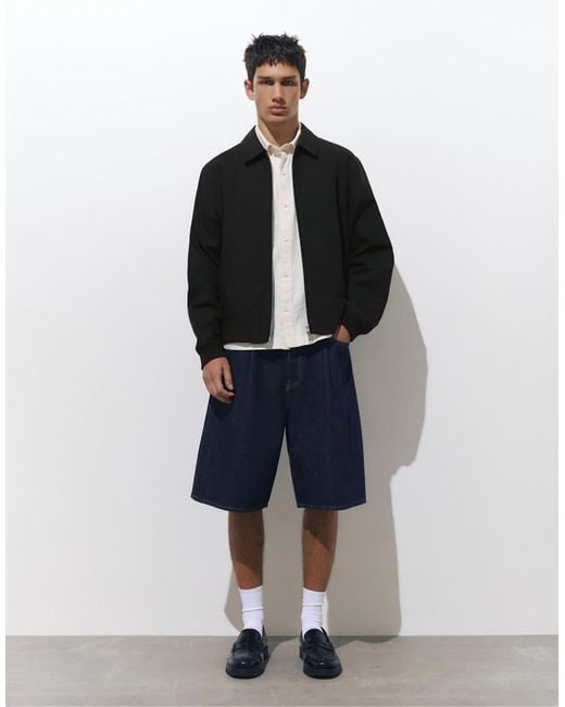 Pull&Bear Blue Ribbed Jacket for men