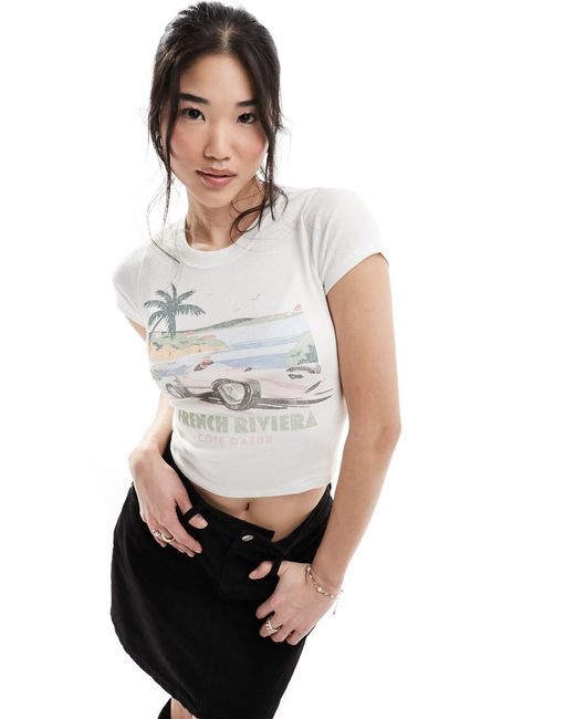 Hollister White French Riviera Printed T-shirt