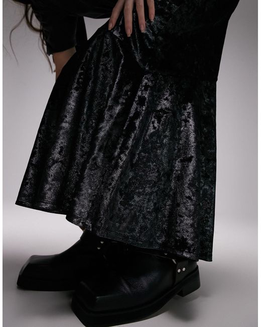 Falda larga plateada TOPSHOP de color Black