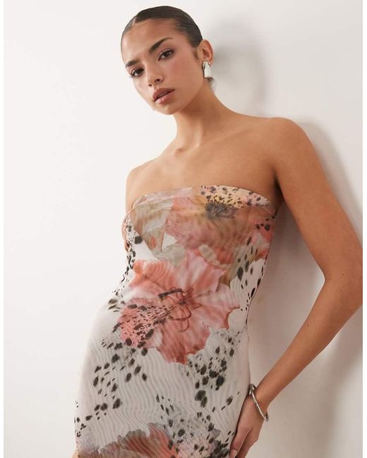 ASOS Pink Sheer Mesh Bandeau Maxi Dress