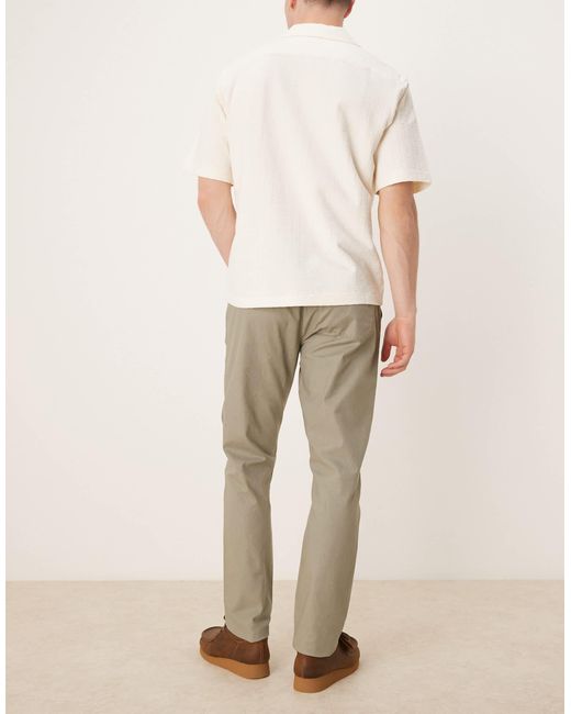 ASOS Natural Asos Deisgn Linen Rich Slim Trouser With Elasticated Waist for men