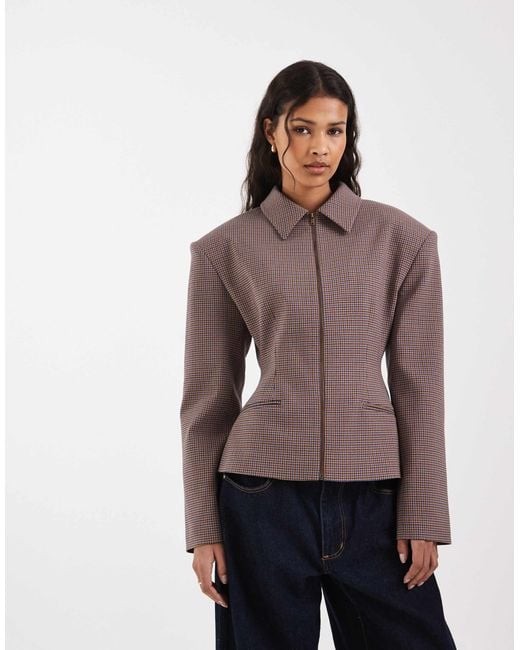 ASOS Brown Zip Up Cinch Tailored Jacket