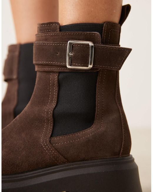 ASOS Black – astrid – chelsea-stiefel aus echtem wildleder