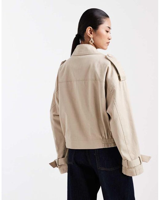 Miss Selfridge Natural Belted Cropped Trench Jacket