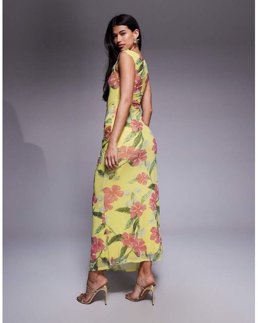 ASOS Blue Asymmetric Shoulder Cut Out Maxi Dress