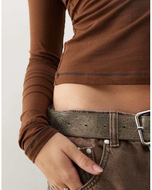 Weekday Brown Slim Fit Long Sleeve T-shirt