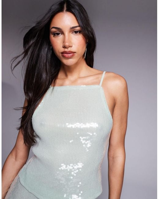 ASOS Gray Co-ord Sequin Backless Cami Top