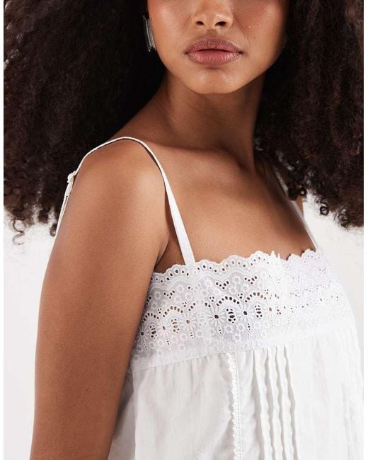 Motel White Yoshiko Brodierie Trim Mini Dress