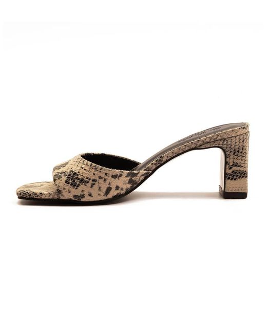 OFF THE HOOK Brown 'Park' Block Heel Heeled Snake Print Leather Sandals
