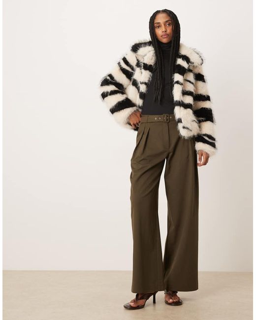 Vila Brown Zebra Print Faux Fur Short Jacket