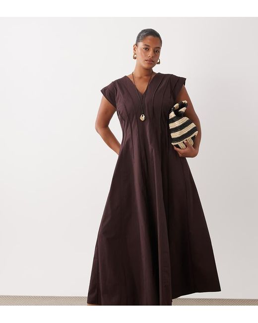ASOS Black Asos Design Curve V Neck Midi Dress With Sculpting Panels