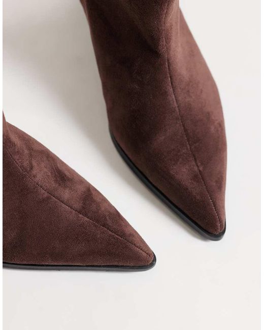 Public Desire Brown Lola Kitten Heel Knee Boots