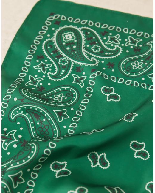 ASOS Bandana Van Satijn Met Paisley Motief in het Green voor heren