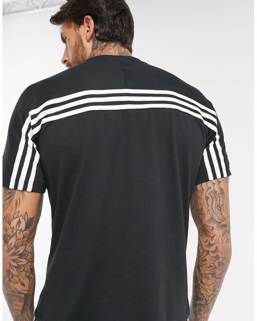 Camiseta negra con tres rayas sprt adidas Originals de hombre de color Negro  | Lyst