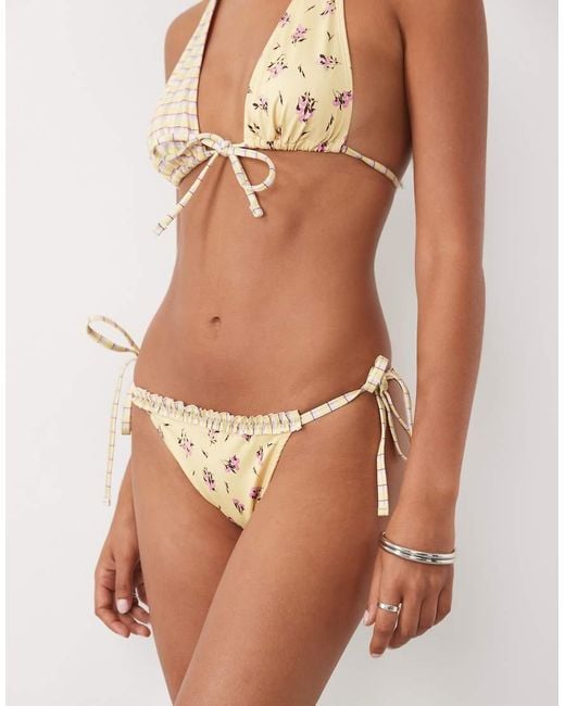 ASOS Brown Imogen Frill Side Tie Bikini Bottoms