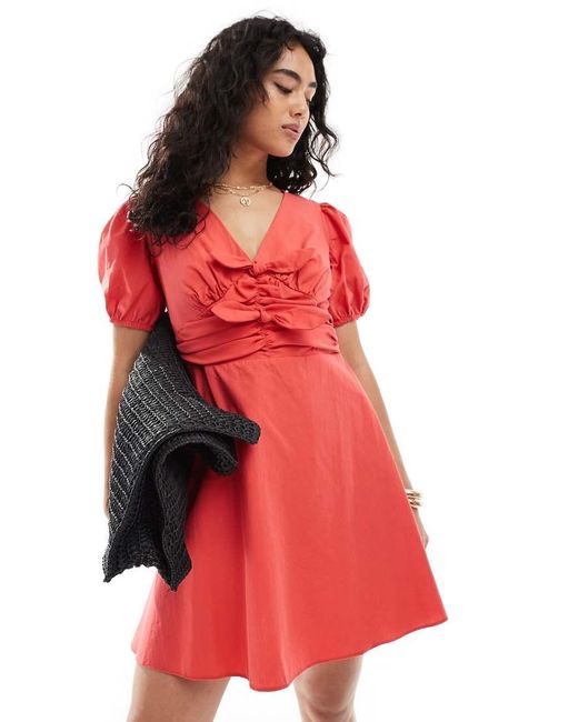 New Look Red Double Bow Mini Dress