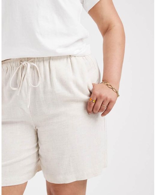 ONLY White Linen Blend Shorts