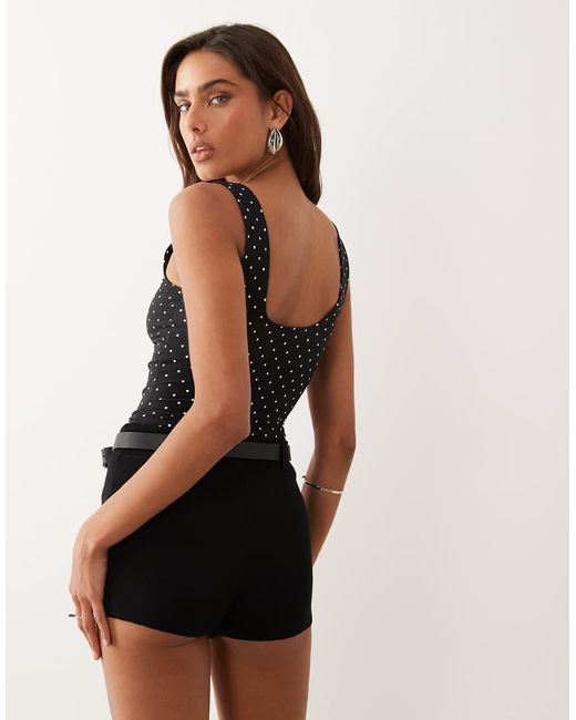 GOOD AMERICAN Black Sculpting Square Neck Bodysuit