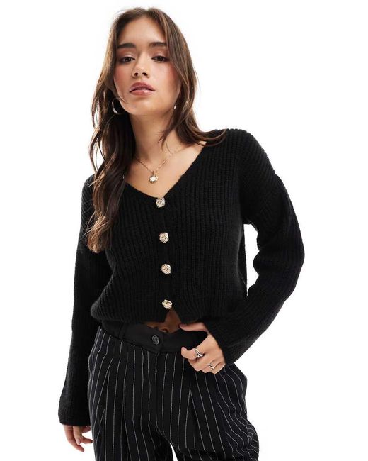 ASOS Black V Neck Cardigan With Buttons