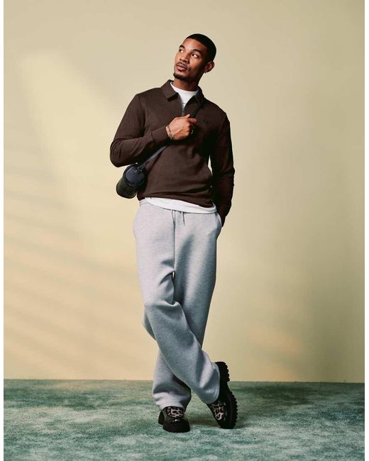 Fred Perry Sweatshirt Met Halve Rits En Kraagje in het Brown voor heren