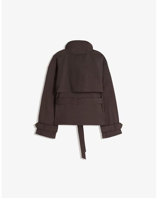 Bershka Brown Funnel Neck Trench Jacket