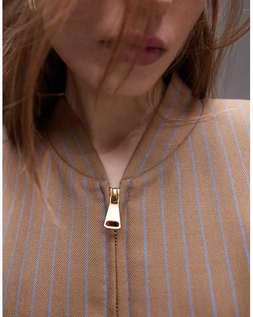 & Other Stories Brown Co-Ord Lux Bomber Jacket With Zip Front And Pleats