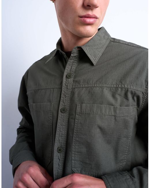 Topman Gray Regular Fit Ripstop Overshirt for men