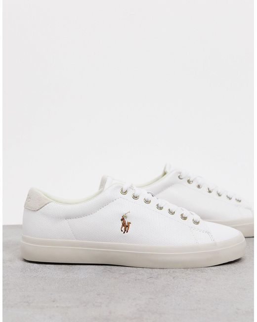 Polo Ralph Lauren – longwood – e sneaker aus leder mit polospieler-logo in White für Herren