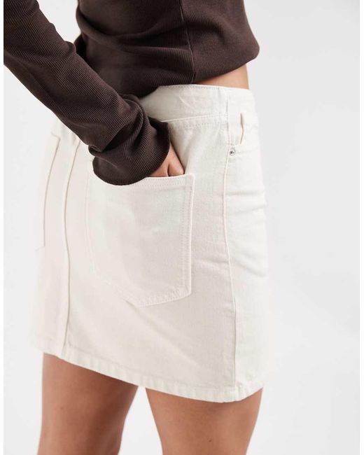 ASOS White Denim Low Rise Mini Skirt