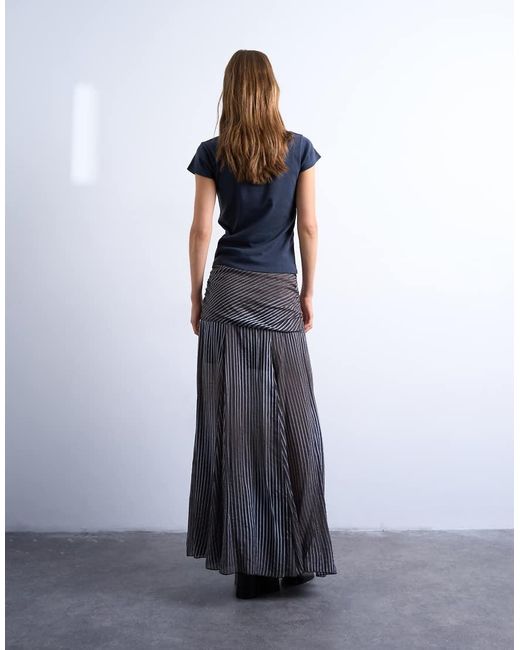 TOPSHOP Blue Dropped Waist Full Hem Maxi Skirt