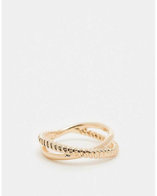 ASOS In Elkaar Grijpende Ring Met Meerdere Rijen in het Natural voor heren