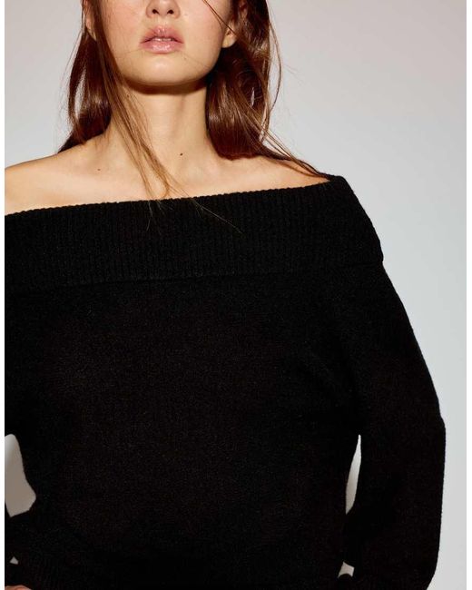 Pull&Bear Black Asymmetric Soft Knit Sweater