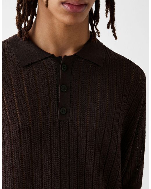 Bershka Black Collection Knitted Polo for men