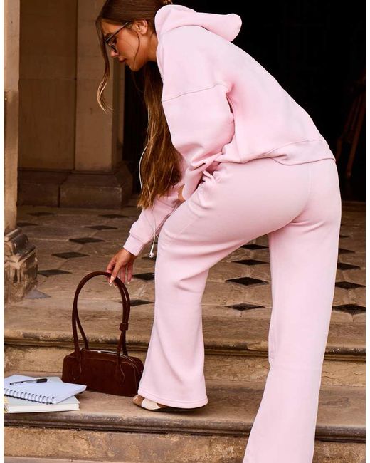 Kaiia Pink Cotton Rich Embroidered Logo Wide Leg Trackies