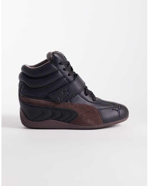 PUMA Blue Speedcat Leather Wedge Trainers