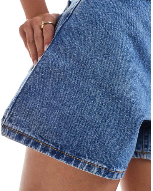 Mango Blue Longline Relaxed Denim Shorts