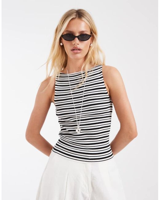 & Other Stories Black Compact Knit Boat Neck Top