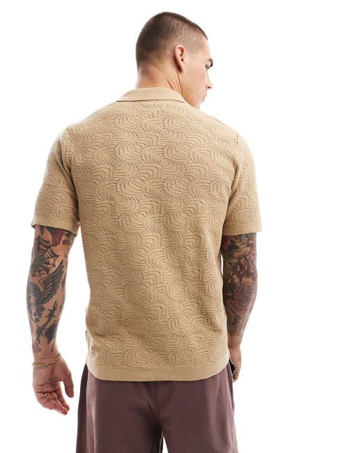 Chemise en maille ajourée avec col à revers - fauve Only & Sons pour homme en coloris Natural