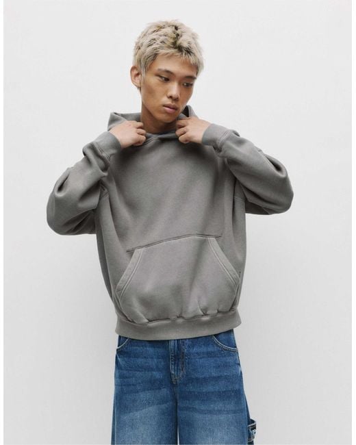 Pull&Bear – kastiger kapuzenpullover in Gray für Herren