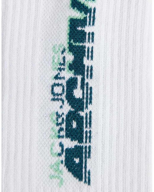 Jack & Jones White 3 Pack Sports Socks With Archive Print for men