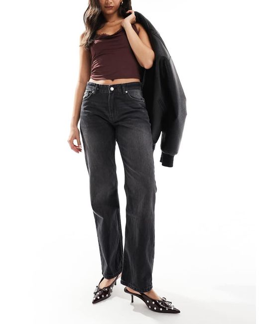 Bershka Black Straight Leg Jeans