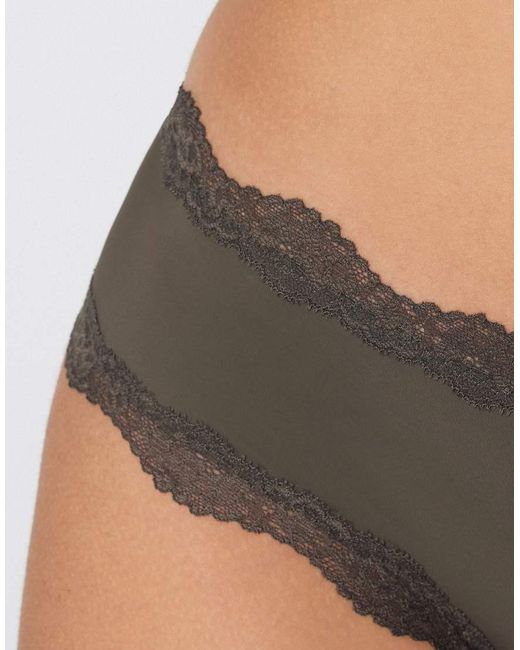 Tezenis Brown Lace And Microfibre French Knickers