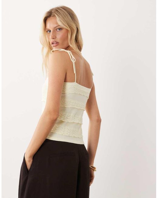 Mango Natural Teen Lace Detail Strappy Cami Top