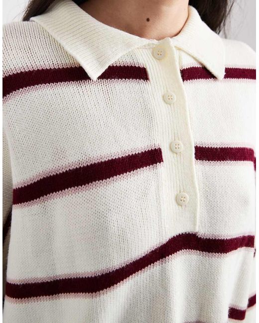 ASOS White Knitted Stripe Polo