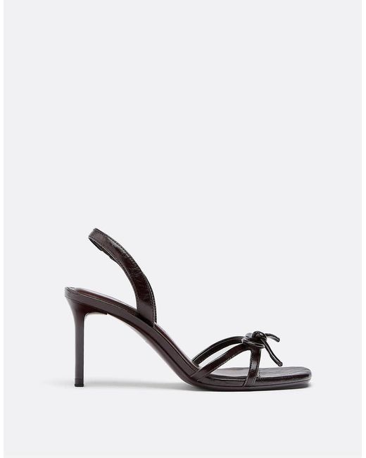 Stradivarius White Heeled Leather Effect Sandals