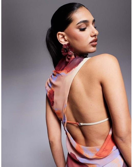 ASOS Gathered Waist Ruffle Maxi Dress With Open Back