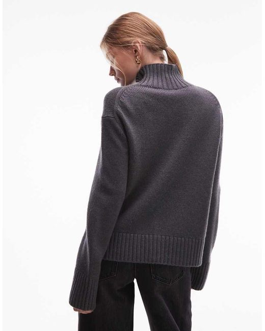 & Other Stories Blue Mohair Rich And Wool Ribbed High Turtle Neck Knitted Jumper