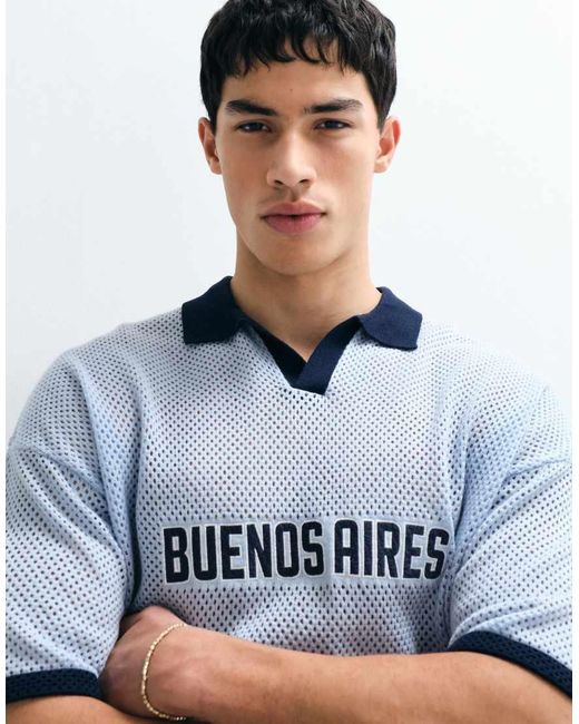 ASOS Gray Oversized Knitted Football Style Notch Neck With Embroidery Detail for men
