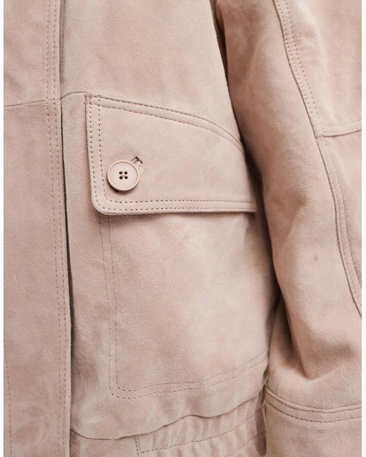 Bomber oversize en daim véritable - rose poudré ASOS en coloris Natural