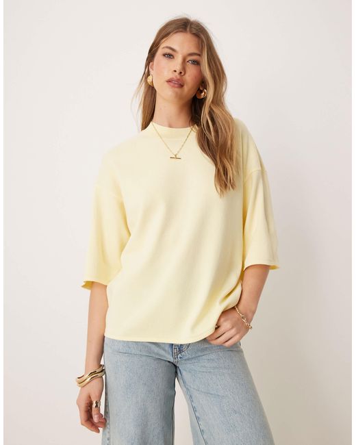 ASOS Natural – strukturiertes strick-t-shirt